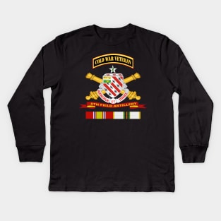 8th Field Artillery w Br - Ribbon COLD WAR Vet Tab Kids Long Sleeve T-Shirt